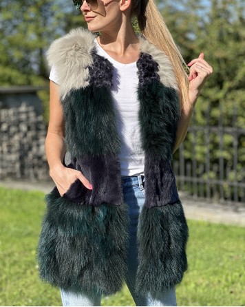 Vesta dámská Pinko dlouhá barevná s umělou kožešinou